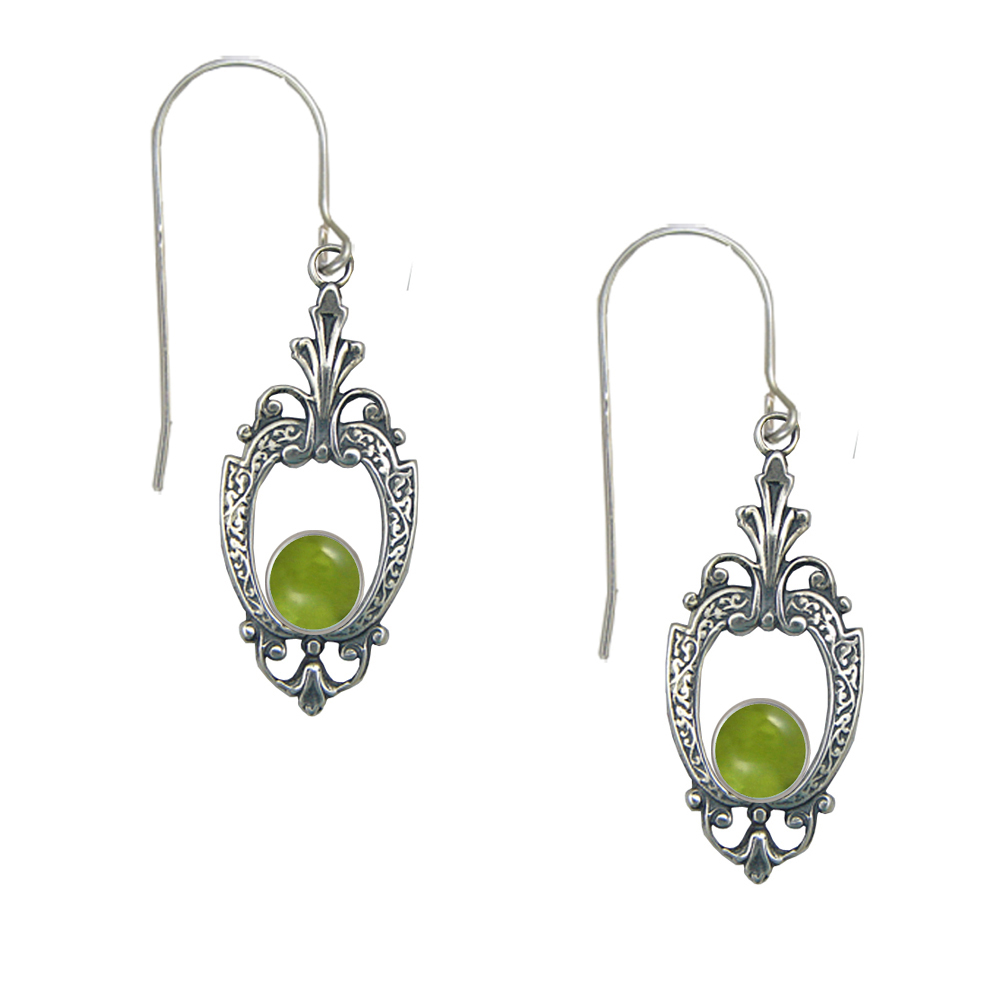 Sterling Silver Victorian Peridot Drop Dangle Earrings